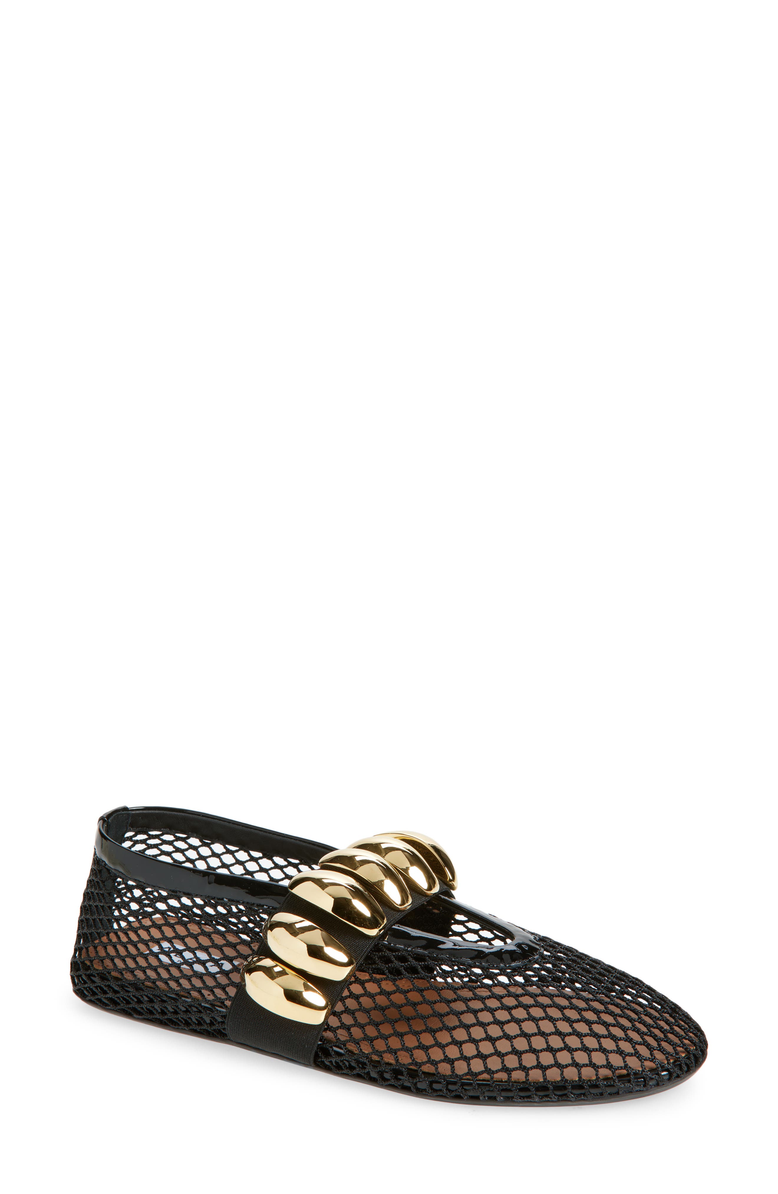 Alaïa Mesh Ballet Flat, Main, color, Noir