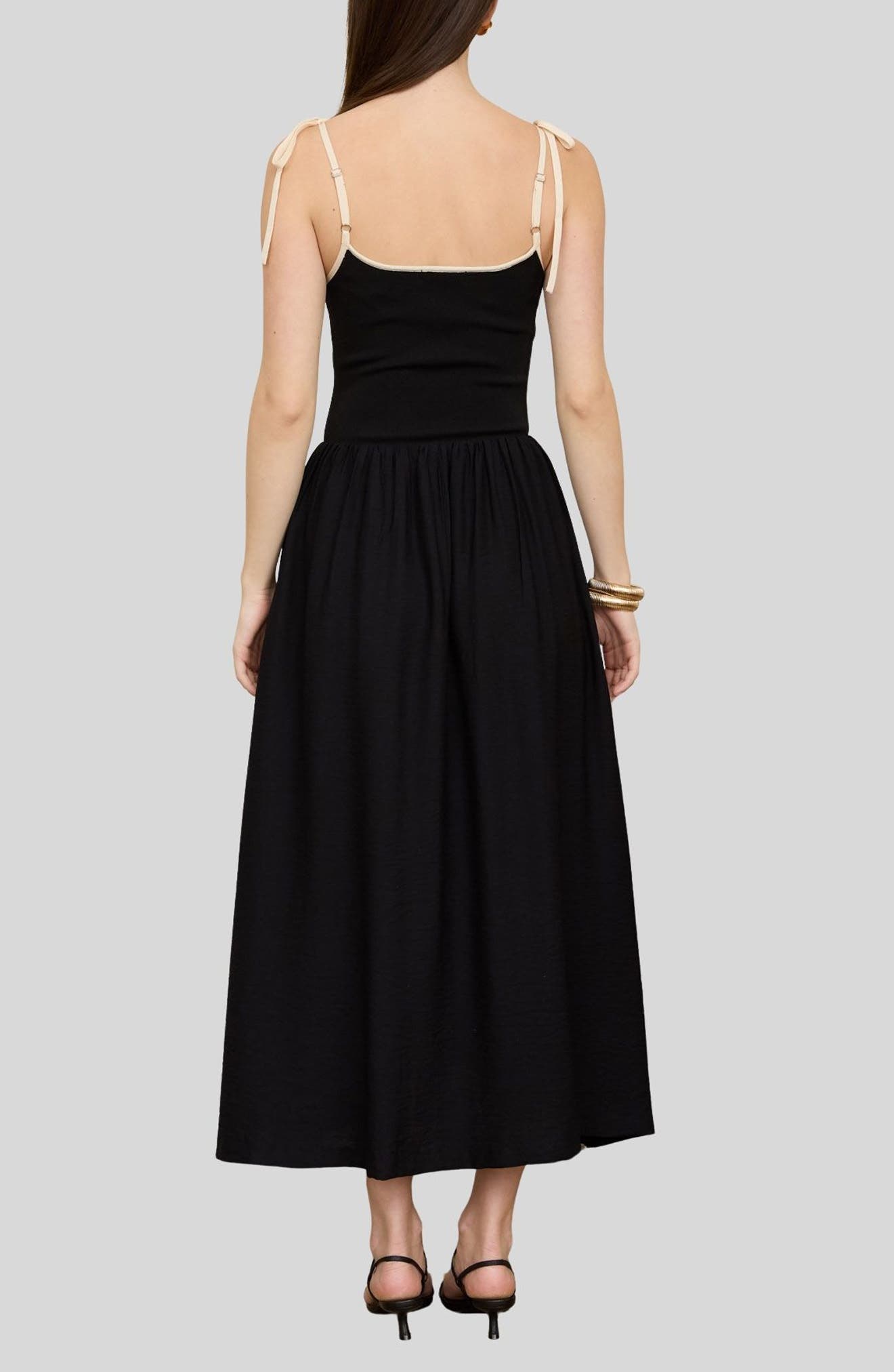 Contrast Bow Strap Midi Dress - image 2