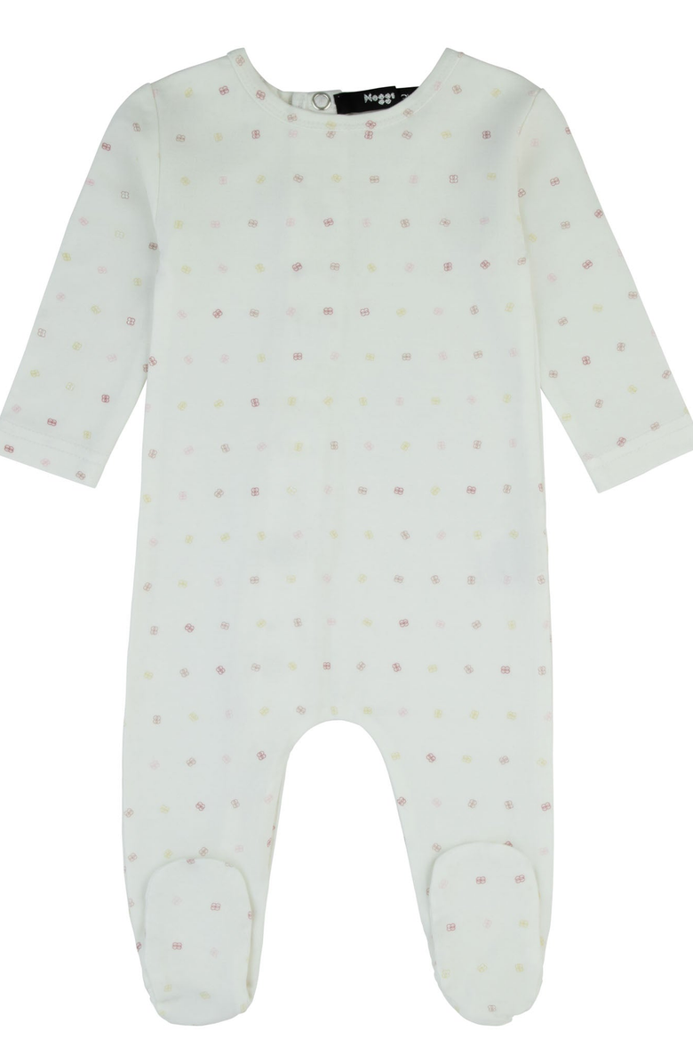 NoggiWear Baby Girl Pattern Footie, Main, color, White / Pink / Yellow