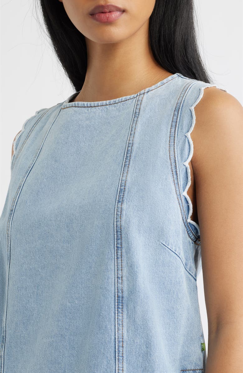 FRNCH Vito Scallop Sleeveless Shift Dress, Alternate, color, Bleu Jean