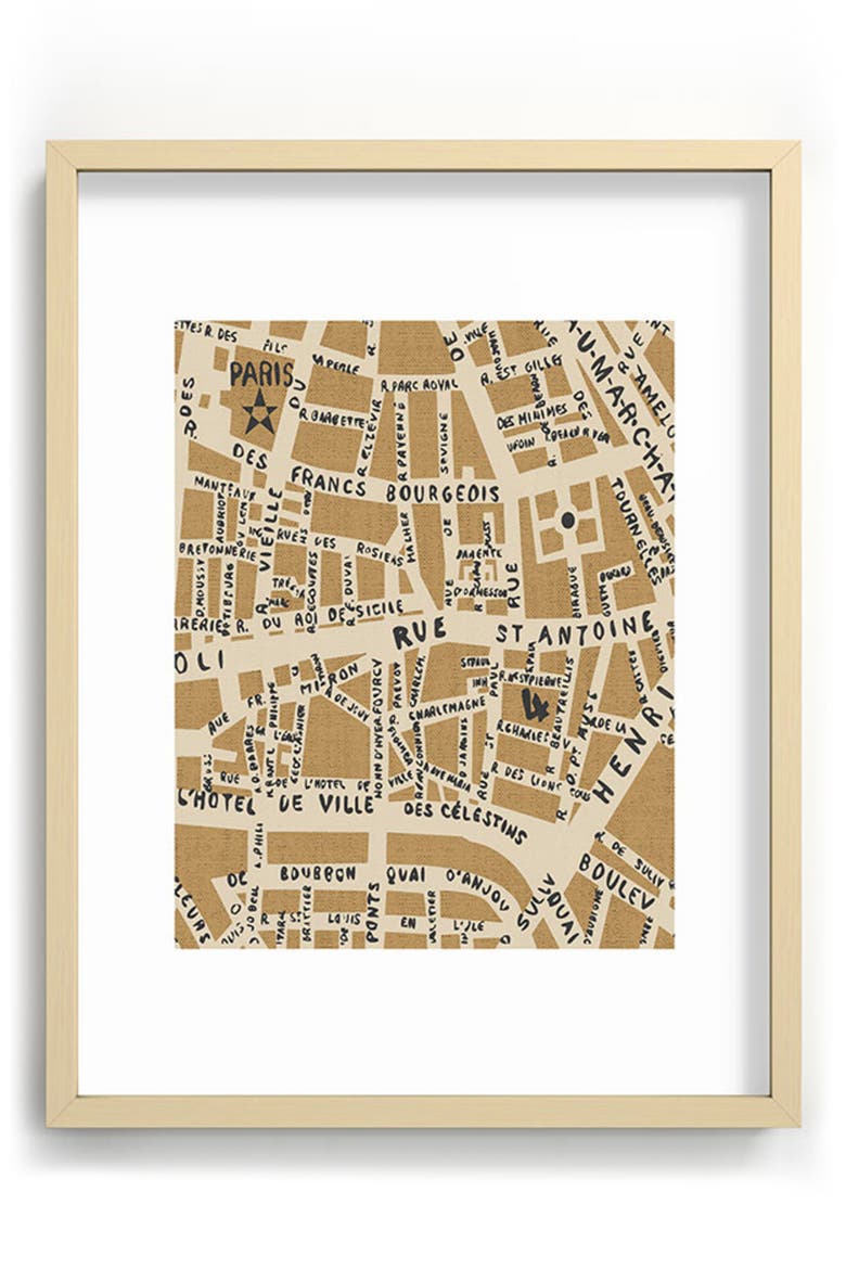 Paris Map Rustic Framed Art Print, Main, color, CREAM