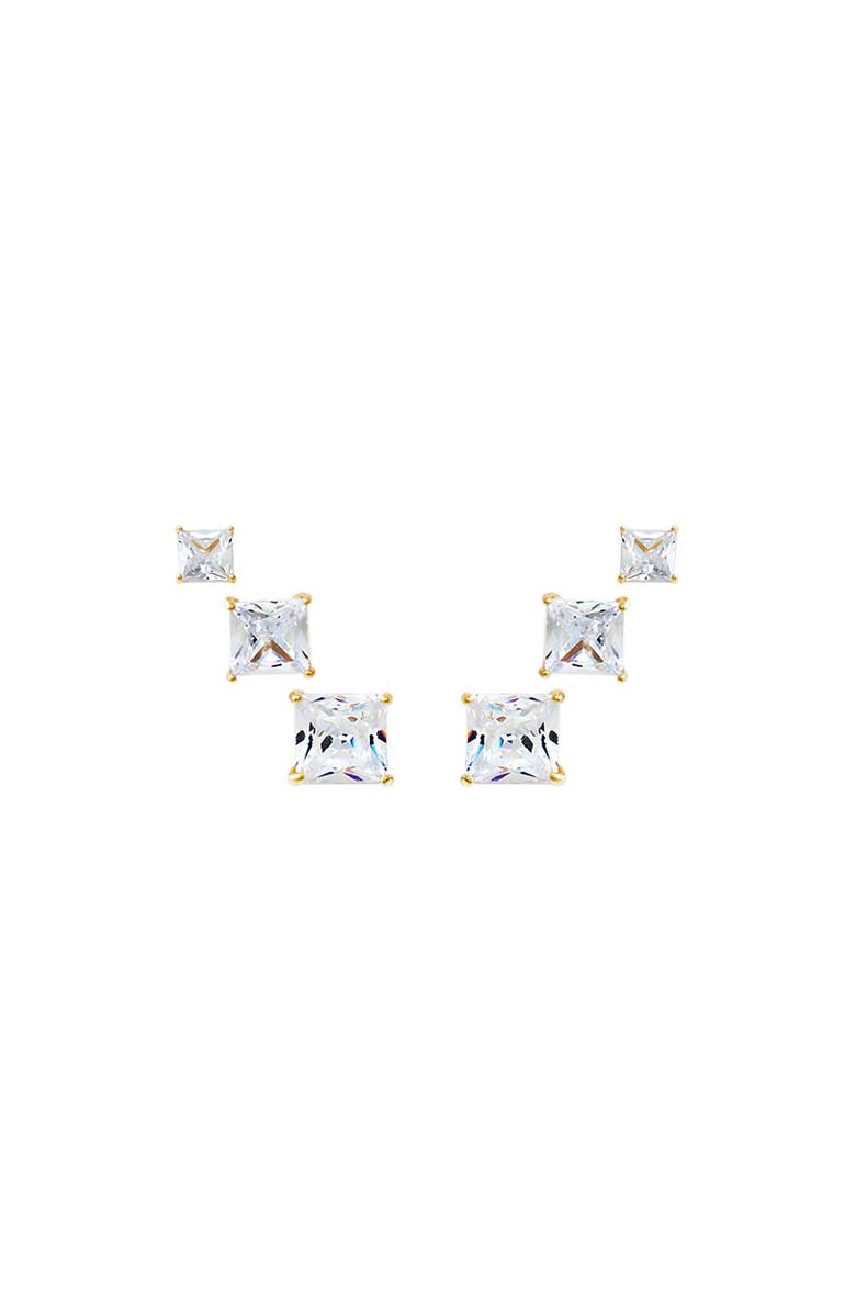 BY ADINA EDEN Graduated CZ Princess Cut Stud Earring Combo Set, Main, color, 
