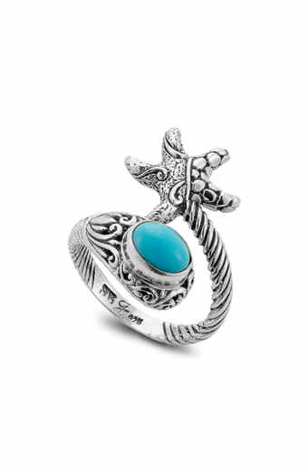 Starfish & Sleeping Beauty Turquoise Bypass Ring