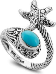 SAMUEL B. Starfish & Sleeping Beauty Turquoise Bypass Ring