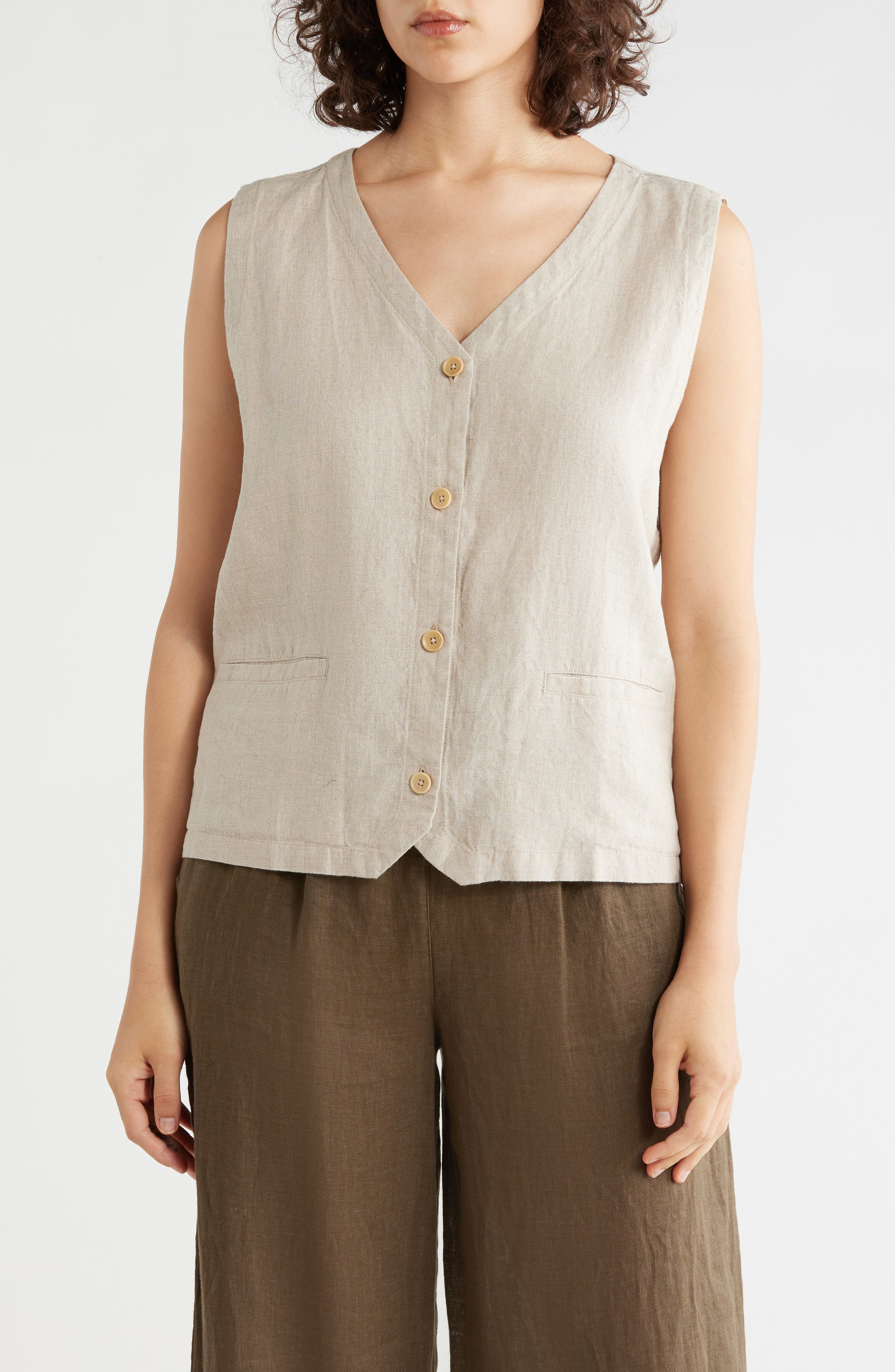 Eileen Fisher V-Neck Organic Linen Vest