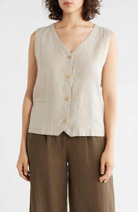Eileen Fisher V-Neck Organic Linen Vest