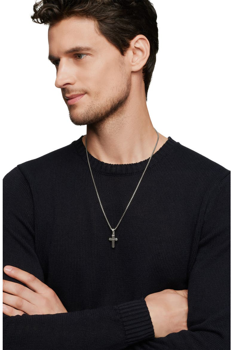 Deco Cross Enhancer Pendant, Alternate, color, SILVER