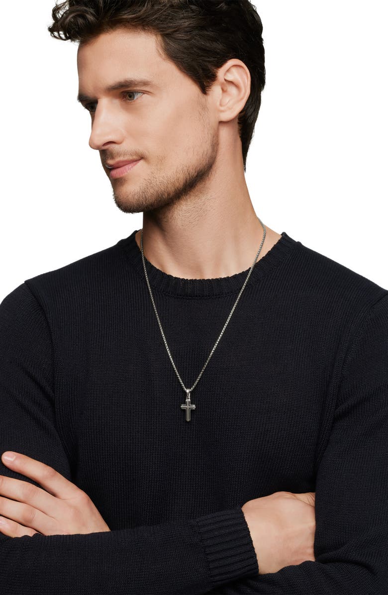 David Yurman Deco Cross Enhancer Pendant, Alternate, color, Silver