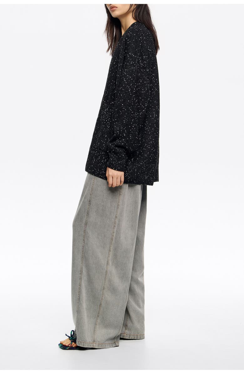 Bimba y Lola Long Neps Cardigan, Alternate, color, Black