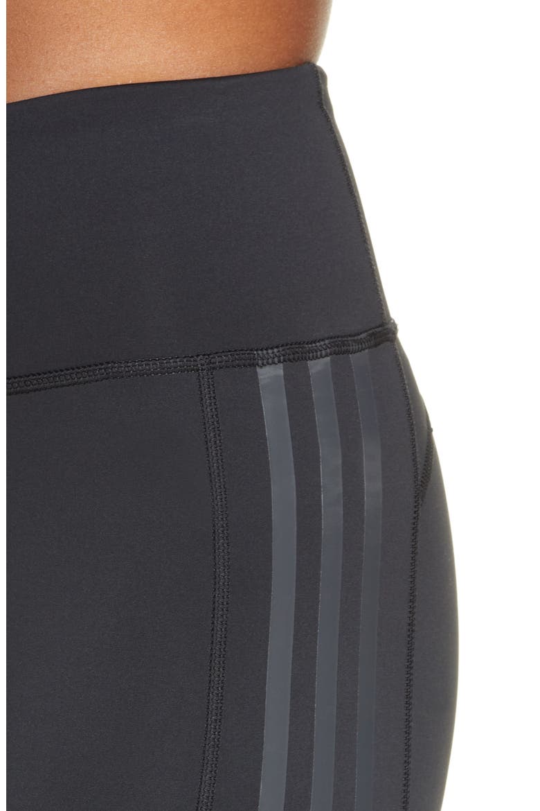 x Universal Standard 3-Stripes High Waist Shorts, Alternate, color, BLACK