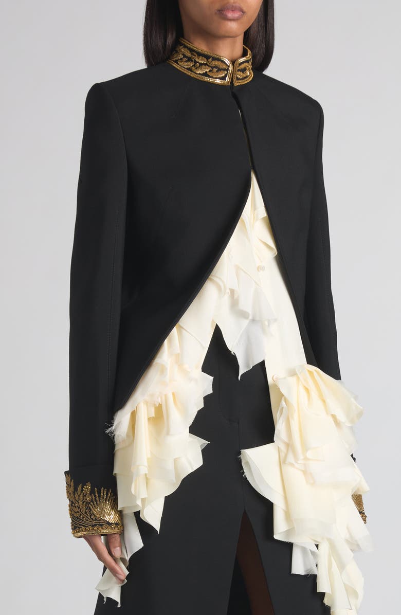 McQueen Embellished Cutaway Jacket, Alternate, color, Black