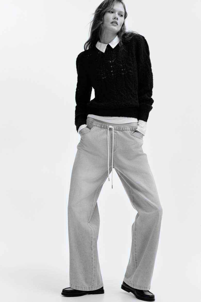 Pointelle-knit Jumper, Alternate, color, Navy blue