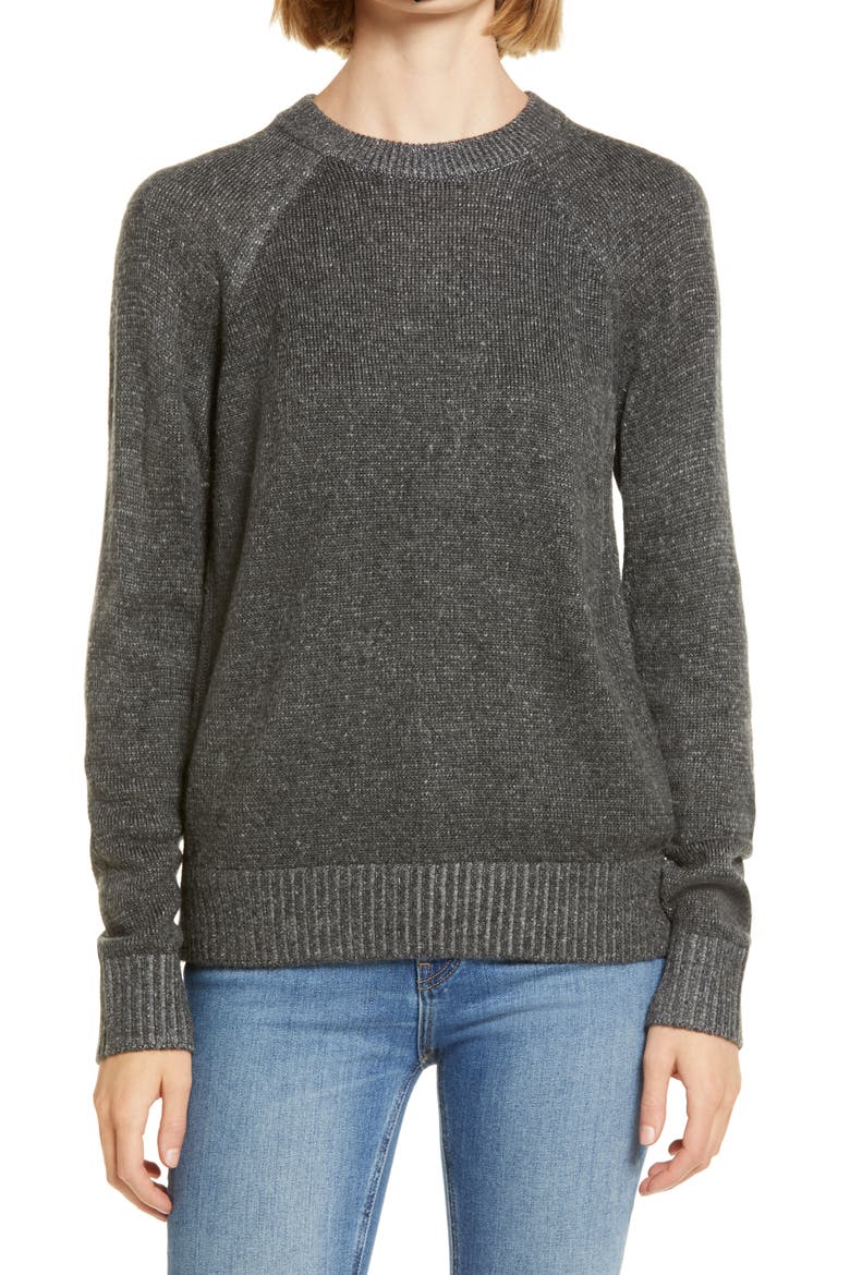 Carly Pop Stripe Pullover, Main, color, GREY STONE HEATHER