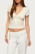 EDIKTED Merinda V-Neck Stretch Cotton T-Shirt
