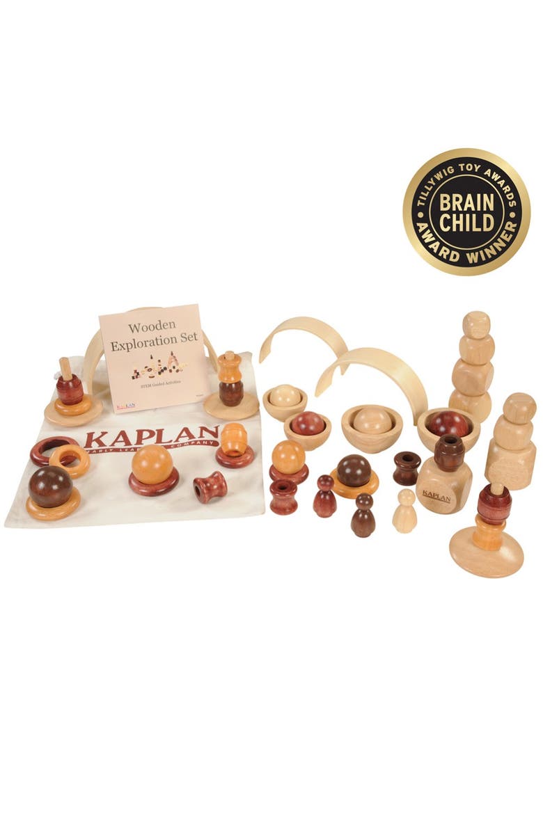 Toddler and Preschooler Wooden Exploration Set - 50 Pieces, Main, color, Multicolor