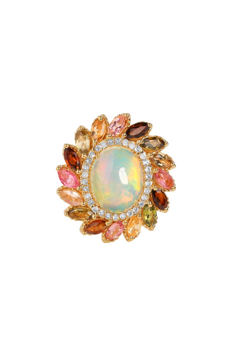 YS GEMS Ethiopian Opal Oval Halo Ring, Alternate, color, Opal Multi