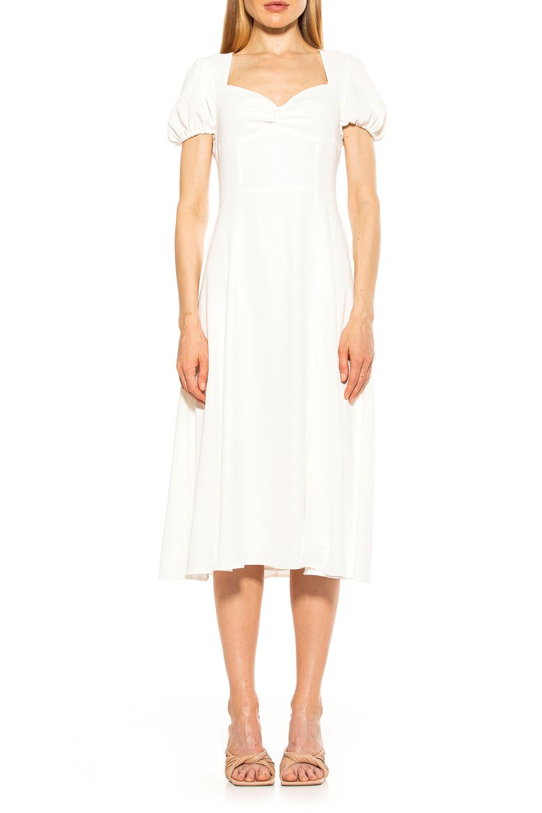 Gracie Sweetheart Slit Midi Dress, Main, color, IVORY WHITE