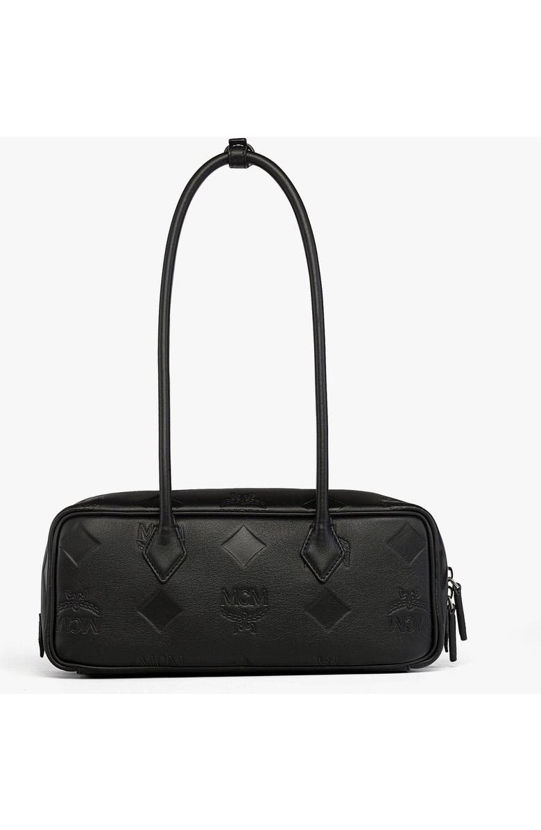 MCM Small Aren East West Shoulder Bag in Maxi Monogram Leather, Alternate, color, Black