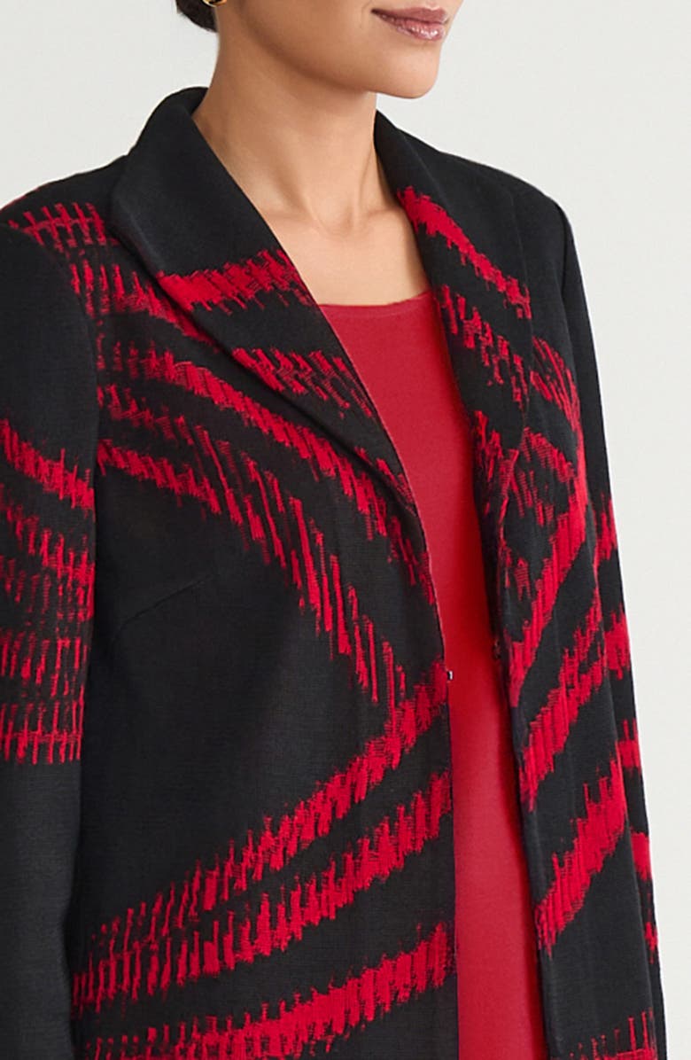 Ming Wang Heritage Two-Tone Jacquard Wave Knit Jacket, Alternate, color, Holiday/Black