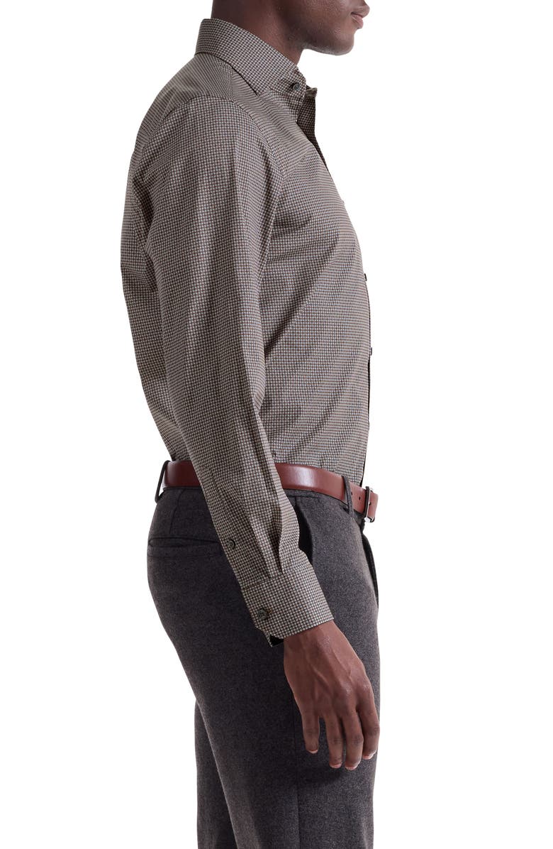 Bugatchi Alvin Trim Fit Dot Print Stretch Cotton Button-Up Shirt, Alternate, color, Sienna
