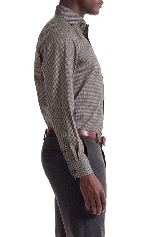 Bugatchi Alvin Trim Fit Dot Print Stretch Cotton Button-up Shirt In Brown