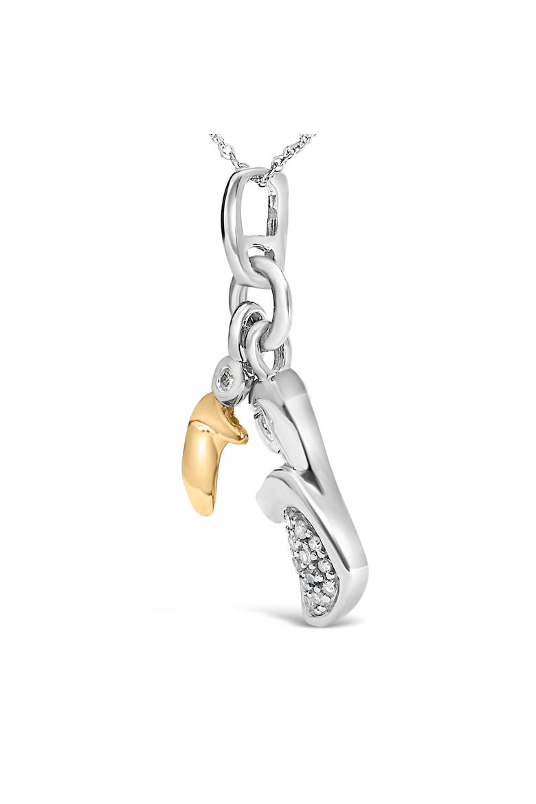 14K Yellow Gold Plated Sterling Silver Diamond Accent Mom and Child Pendant Necklace, Alternate, color, Silver
