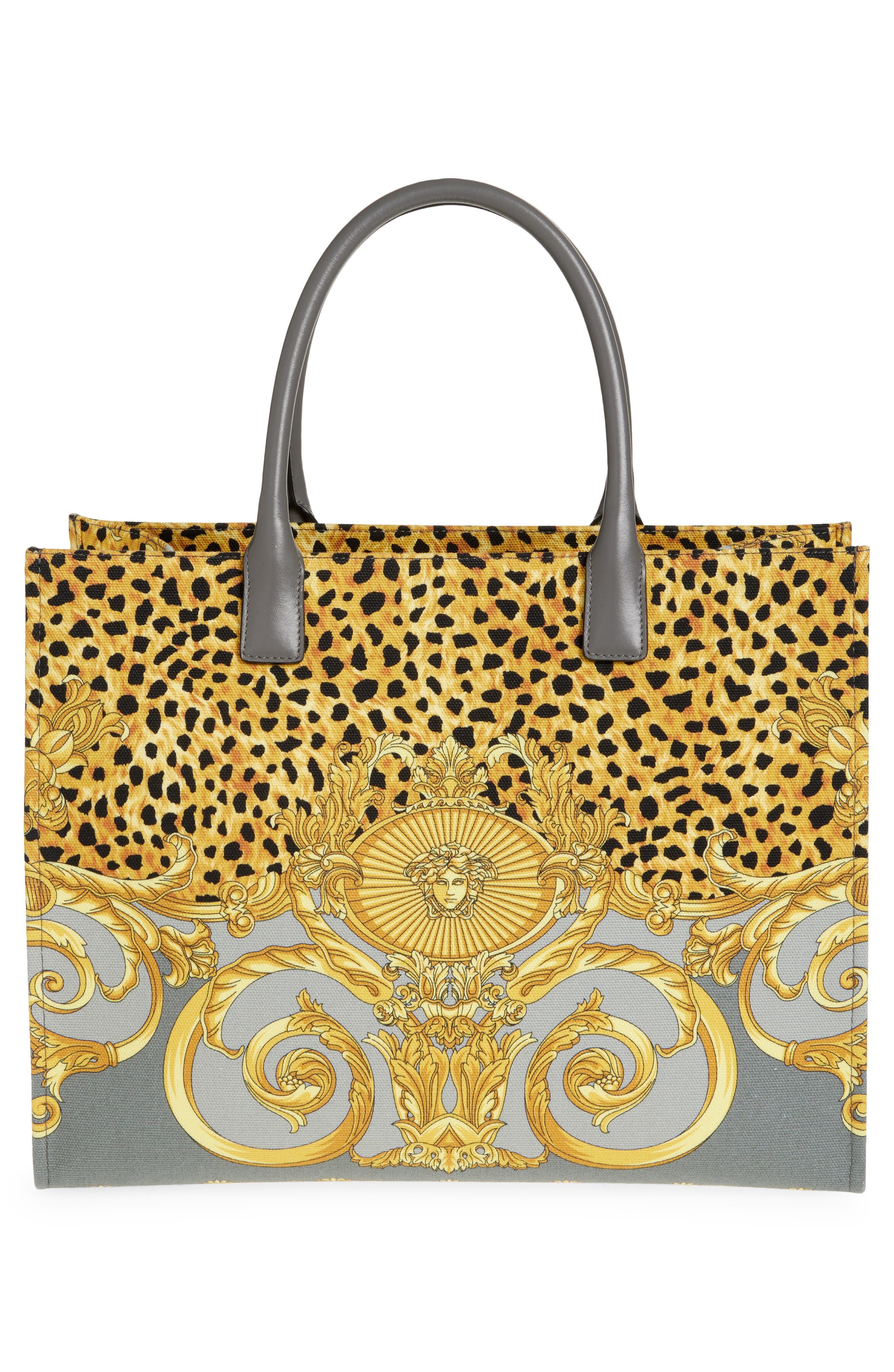 Versace La Medusa Logo Cotton Canvas Tote, Alternate, color, 