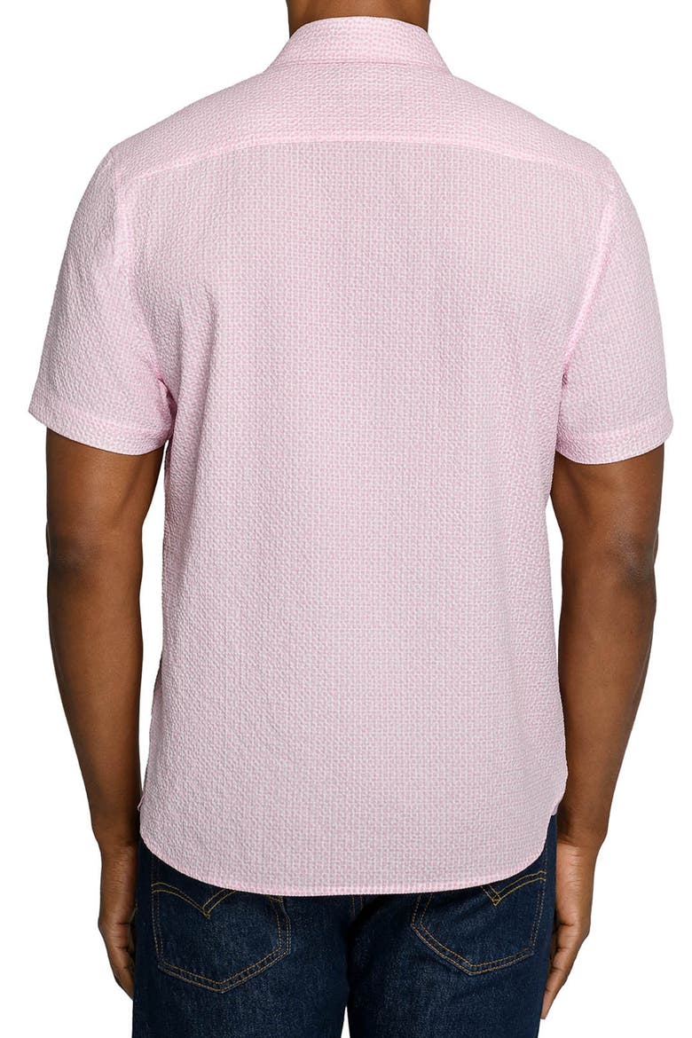 Slim Fit Dot Woven Short Sleeve Seersucker, Alternate, color, LT. PINK