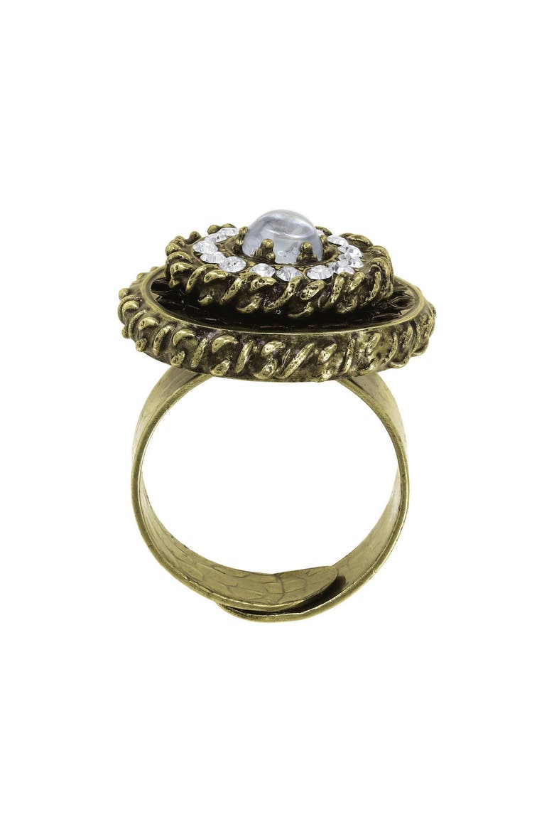 Lost and Found Halo Medallion Ring, Alternate, color, Brass / Antique Brass