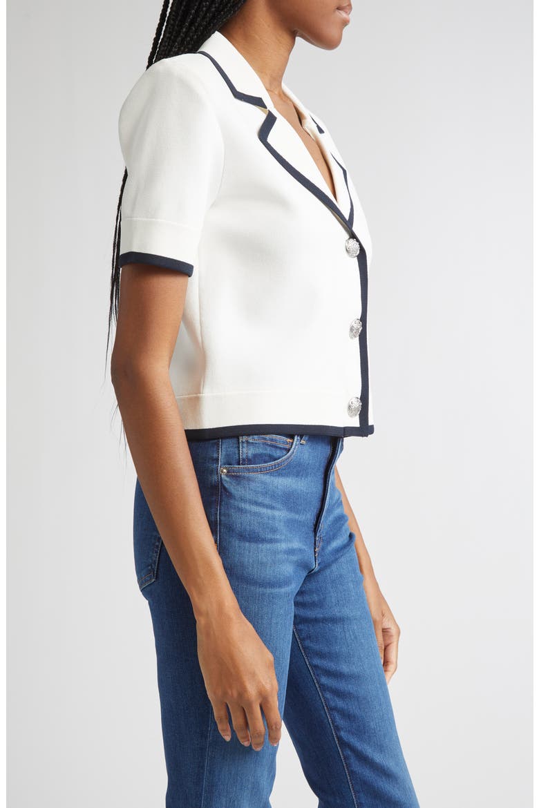 Stovall Contrast Detail Crop Knit Jacket, Alternate, color, OFF WHITE