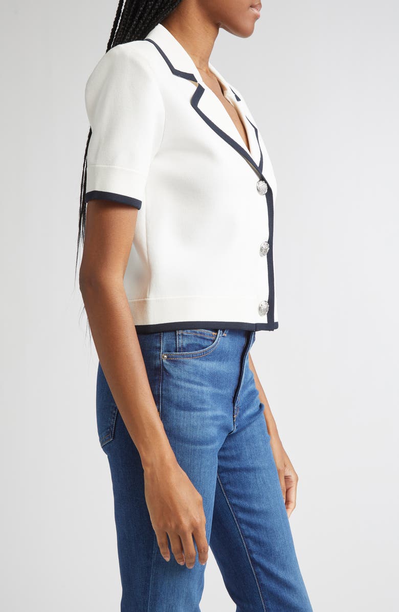 Veronica Beard Stovall Contrast Detail Crop Knit Jacket, Alternate, color, 