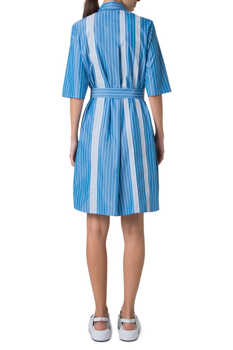 Pajama Stripe Cotton Poplin Belted Shirtdress, Alternate, color, MEDIUM BLUE-CREAM
