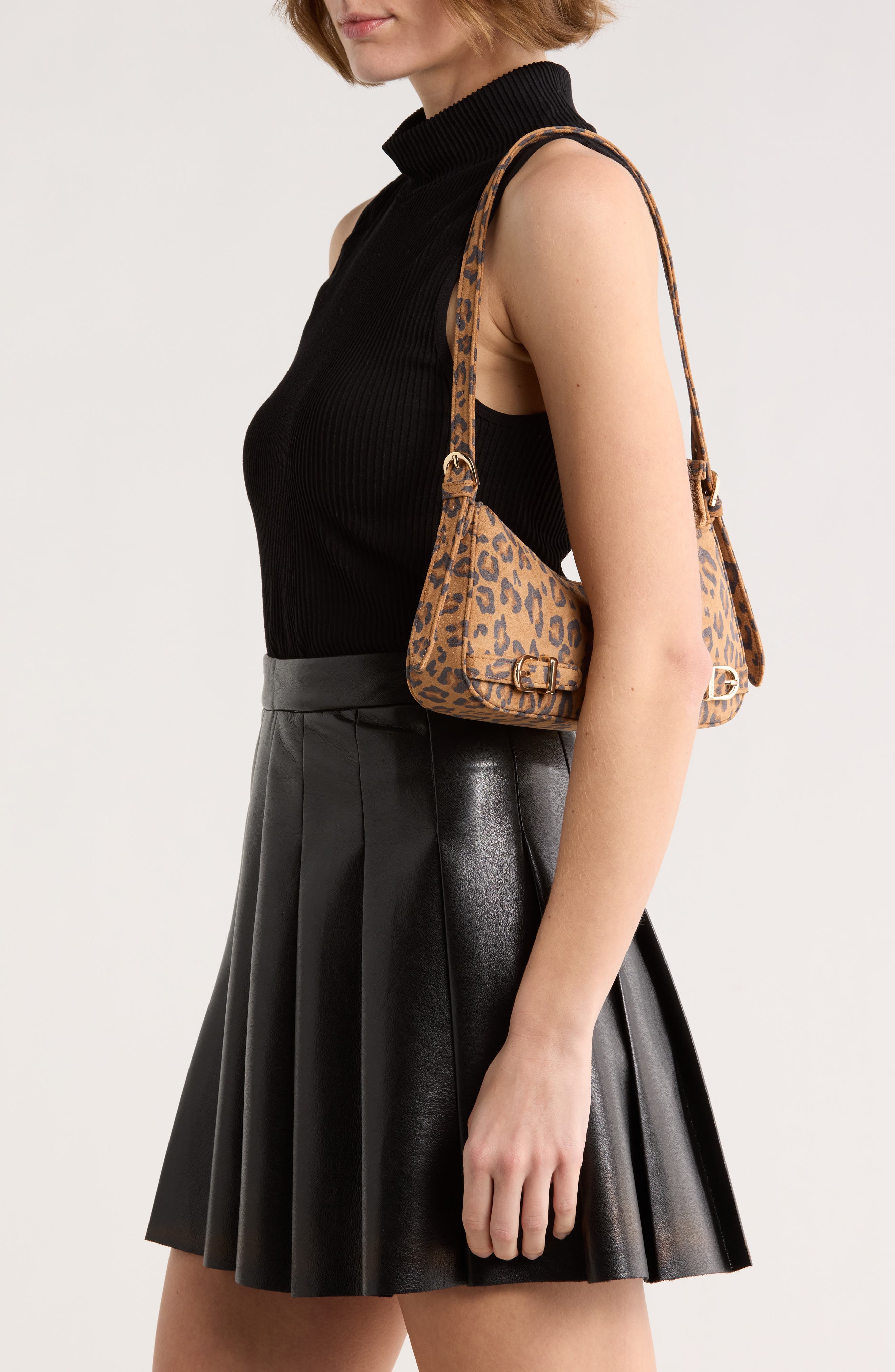 Madden Girl Leopard Faux Suede Shoulder Bag, Alternate, color, Leopard