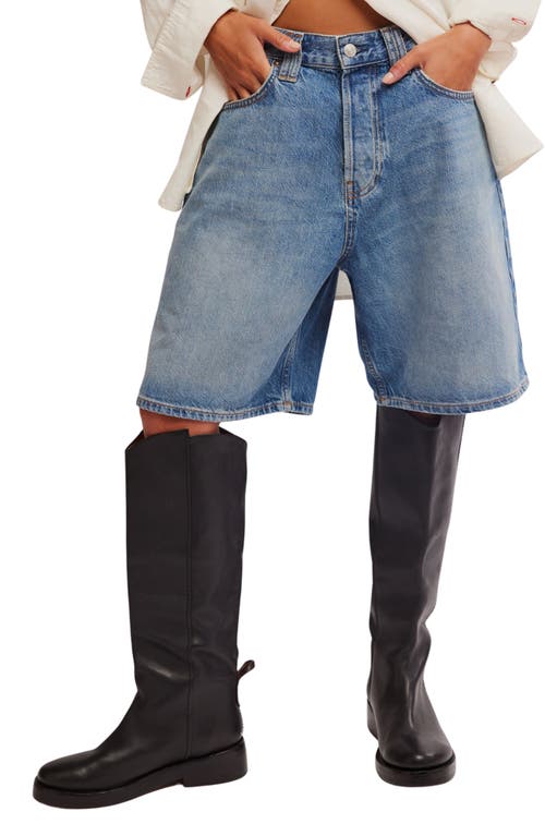 Shop Free People Montana Denim Bermuda Shorts In Haven
