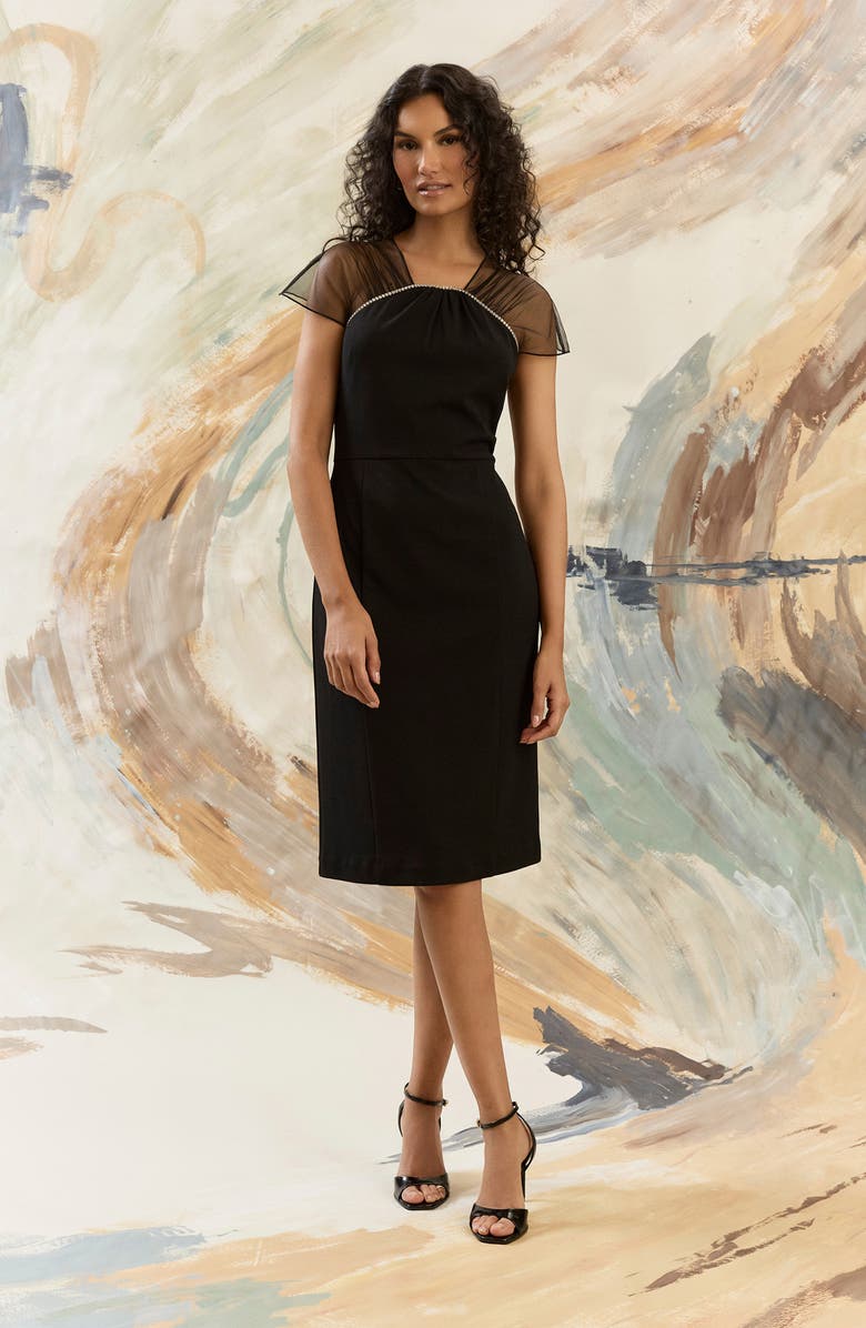 Maggy London Rhinestone Detail Cocktail Sheath Dress, Alternate, color, Black