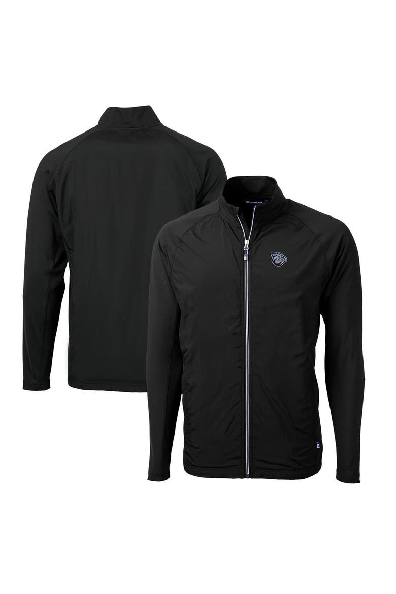 Men's Cutter & Buck  Black Lehigh Valley IronPigs Adapt Eco Knit Hybrid Recycled Full-Zip Jacket, Main, color, Black