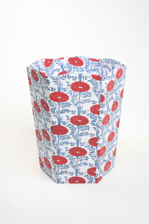 Blockprint Scallop Waste Bin Storage Bin in Araminta