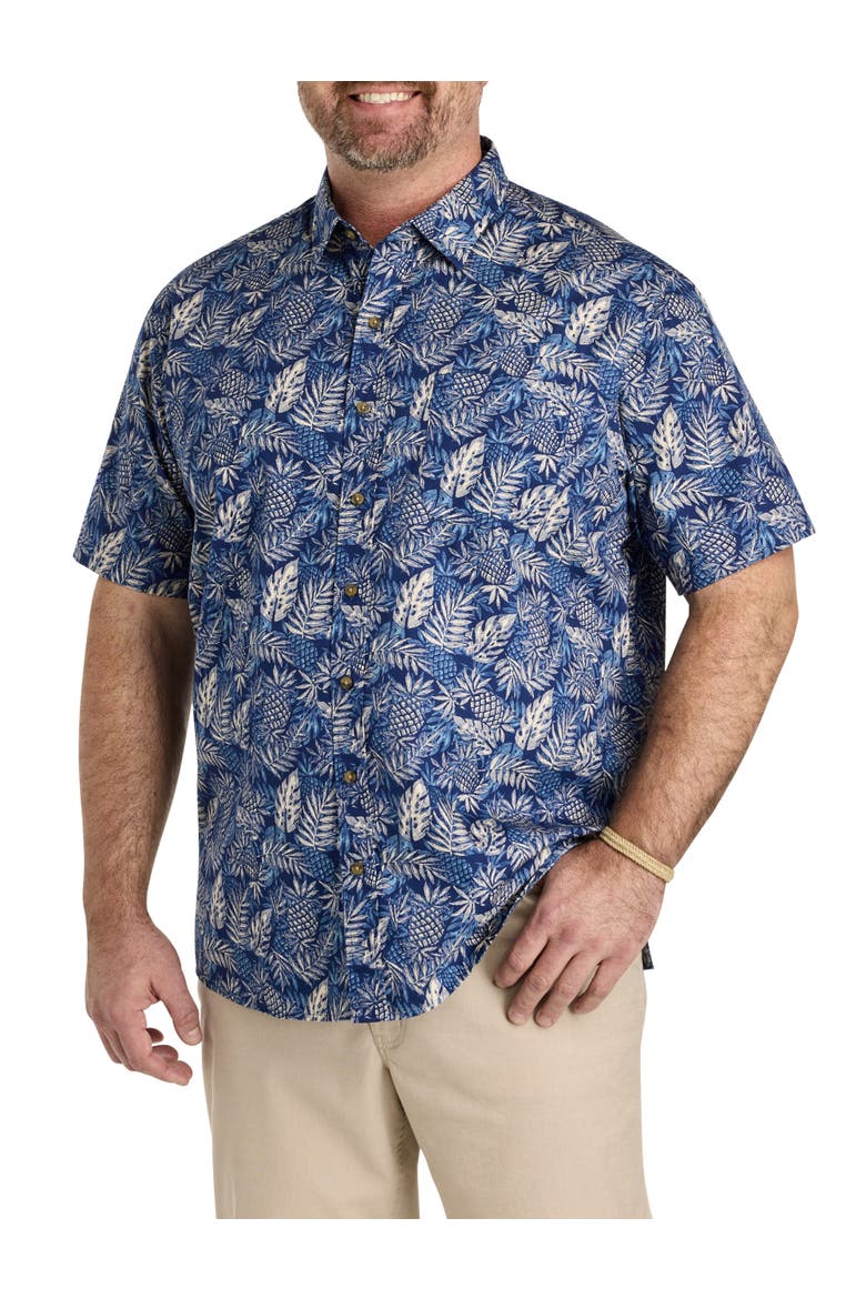 Big & Tall Pineapple Print Sport Shirt, Main, color, BLUE