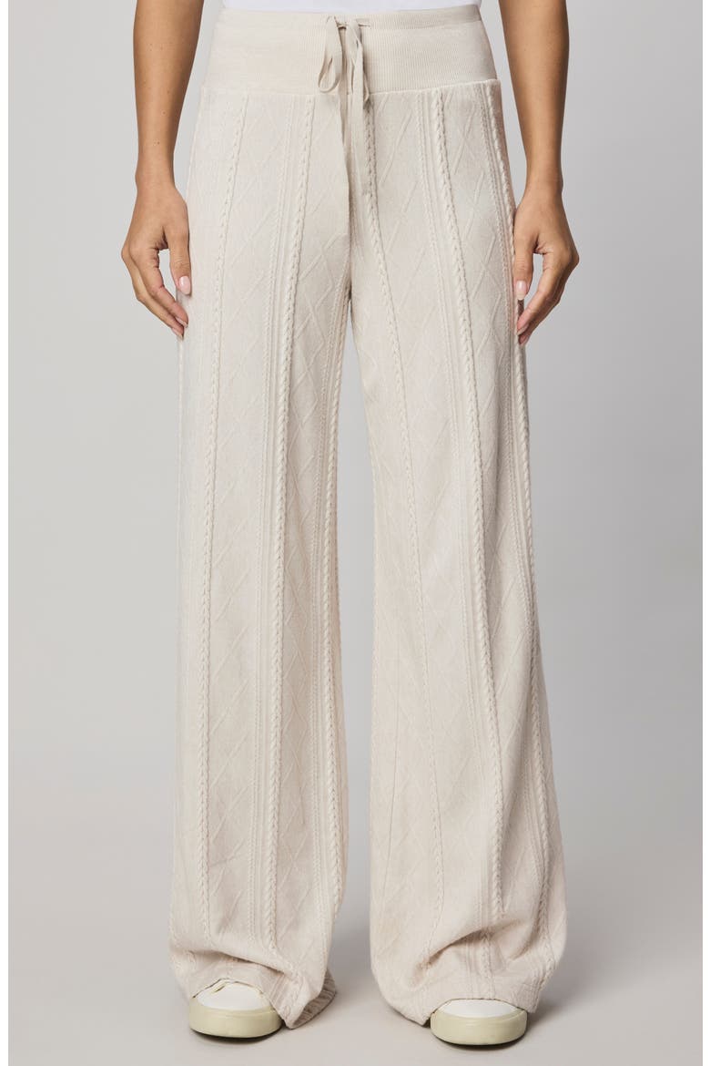 Cable Drawstring Wide Leg Pants, Main, color, PALE OAK WHITE HEATHER