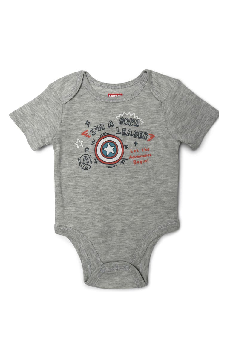 Marvel 5-Pack One Piece Bodysuits, Alternate, color, Avengers Blue Grey