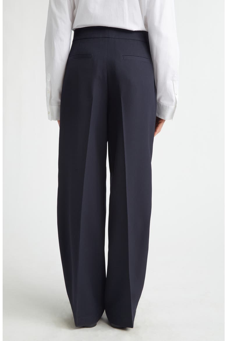 Irregular Pleated Wool Gabardine Trousers, Alternate, color, NAVY