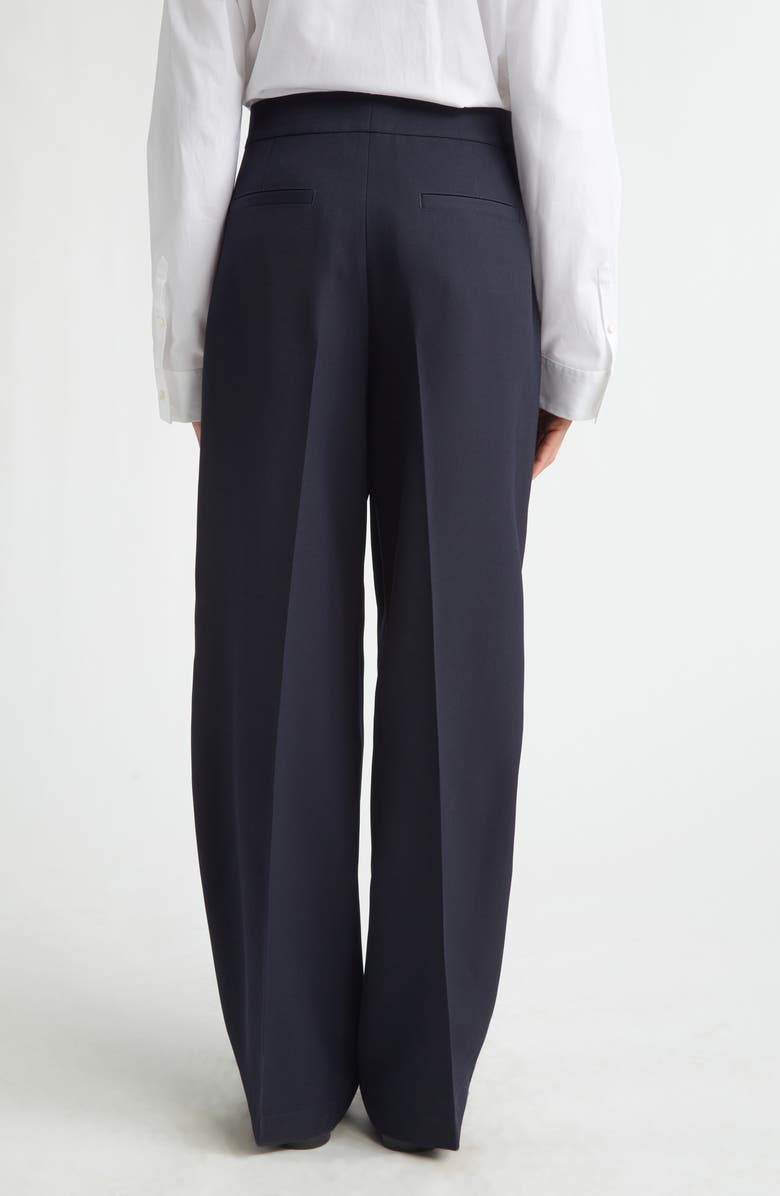 Jil Sander Irregular Pleated Wool Gabardine Trousers, Alternate, color, Navy