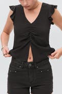 MANGO TEEN Front Slit Ruffle Sleeve Shirt