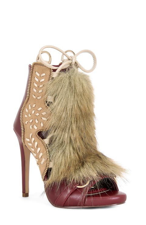 Shainy Faux Fur Open Toe Bootie (Women)