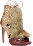AZALEA WANG Shainy Faux Fur Open Toe Bootie