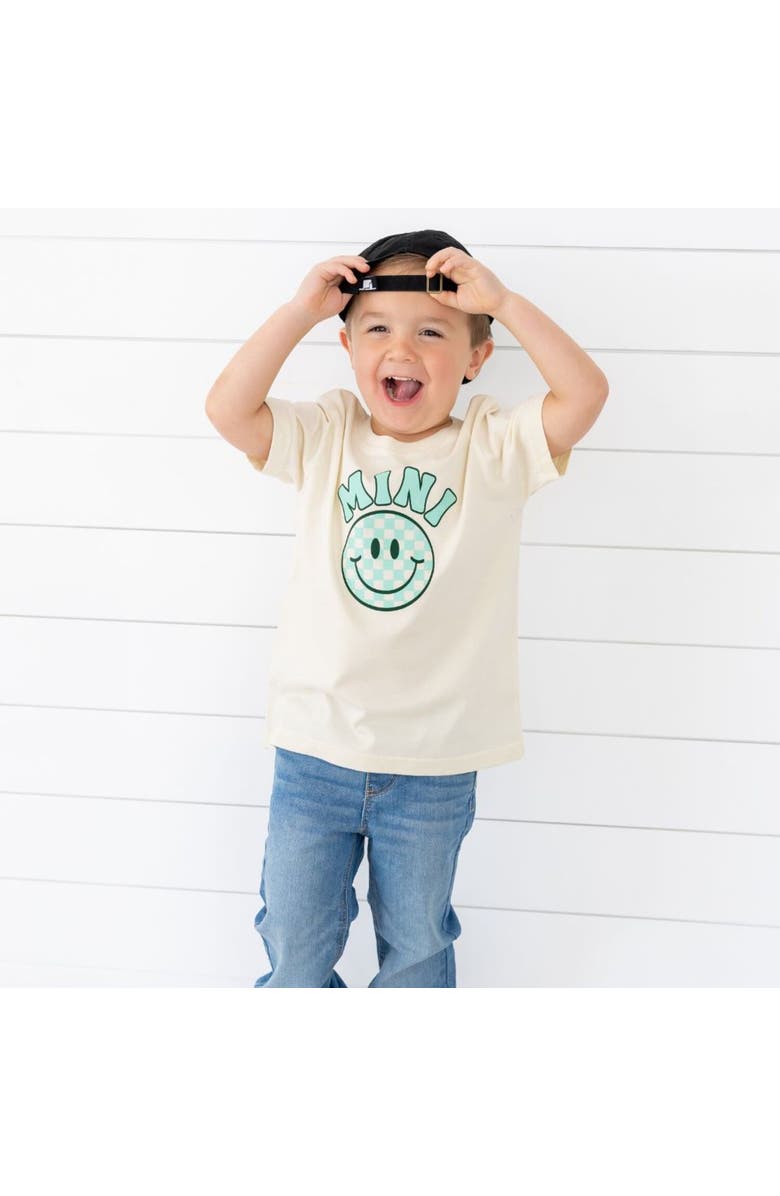 Sweet Wink Mini Smiley Checker Short Sleeve T-Shirt, Alternate, color, Natural