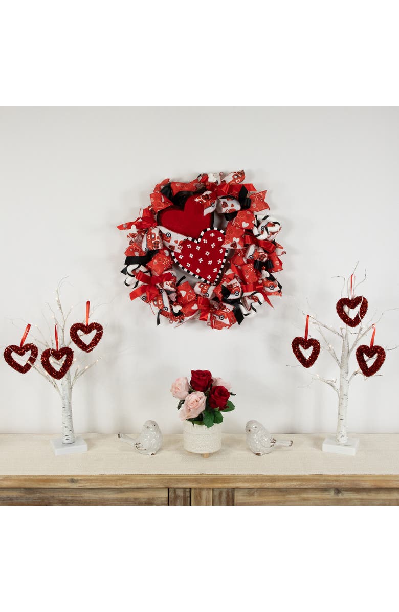 Northlight Ribbon and Twig Valentine's Day Wreath - 17", Alternate, color, Red