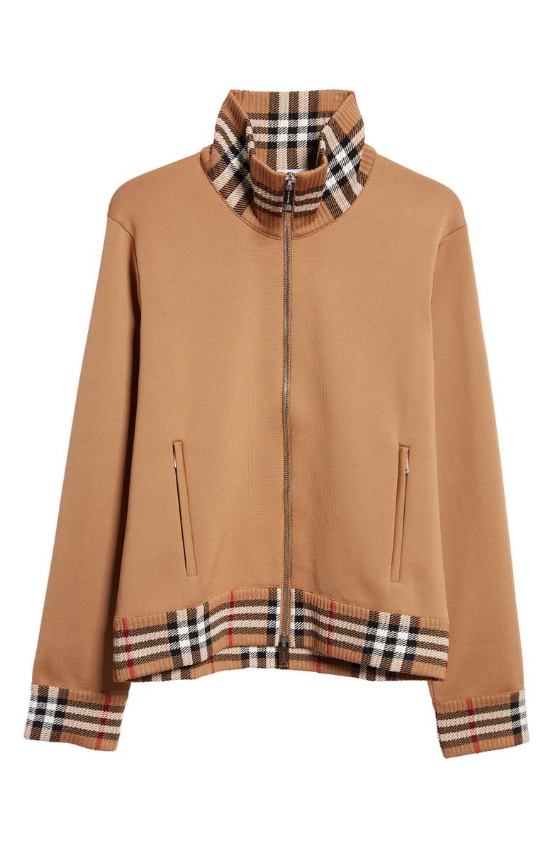 Burberry Check Trim Track Jacket, Alternate, color, 