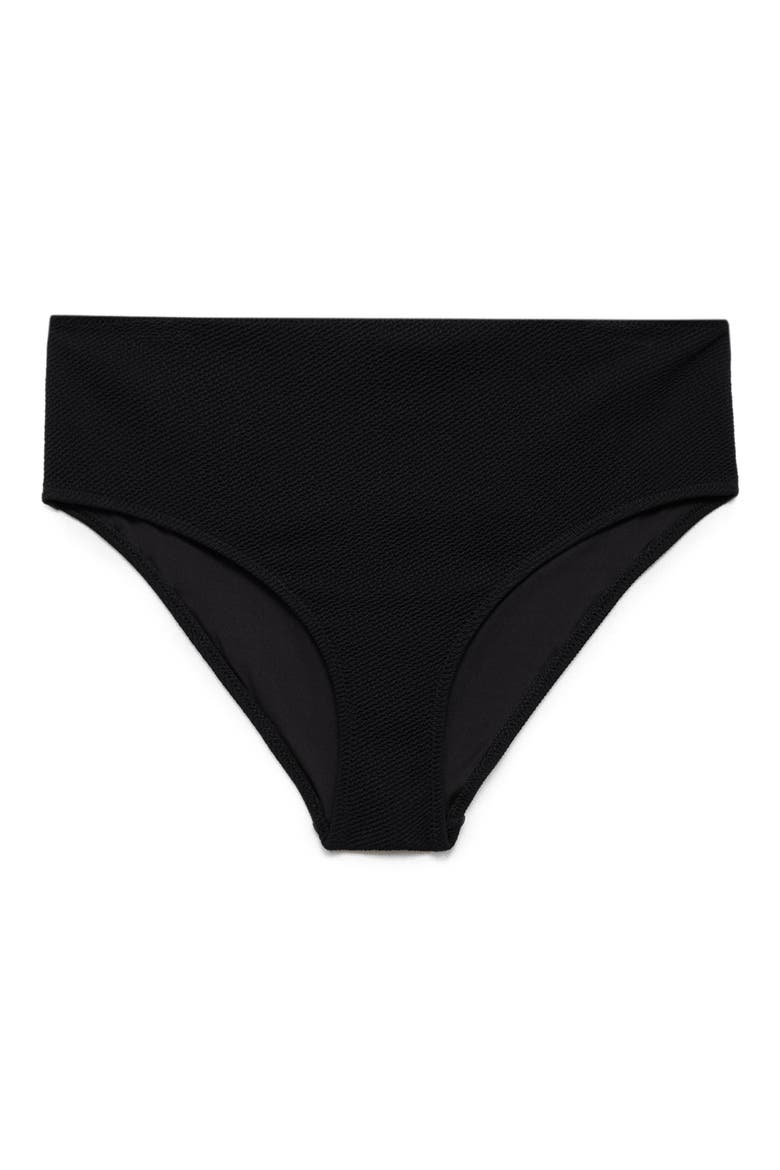Rib High Waist Bikini Bottoms, Main, color, BLACK