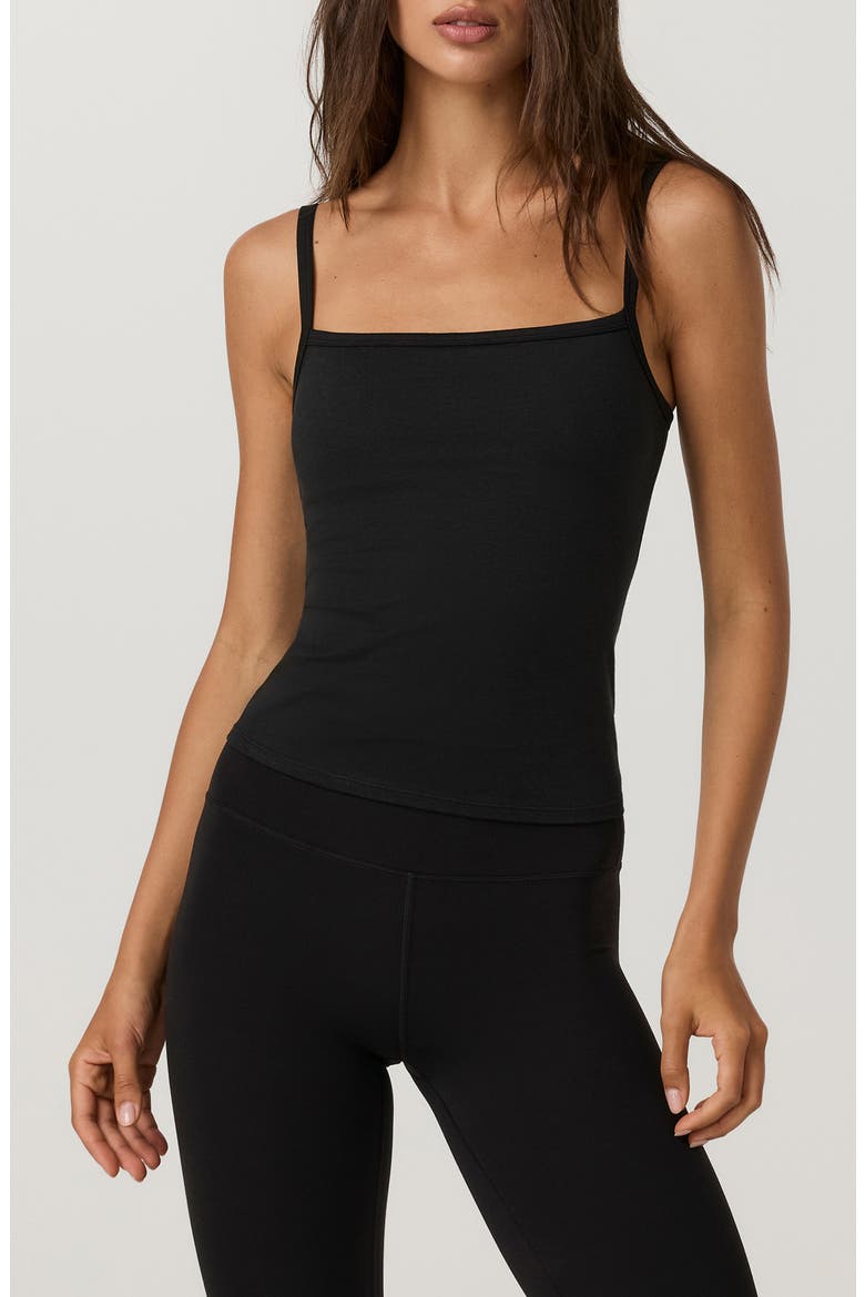 Elevation Square Neck Cami, Main, color, BLACK HEATHER